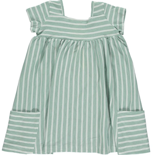 Rylie Dress - Green/Ivory Stripe
