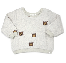 Load image into Gallery viewer, oh baby! Brooklyn Boxy Sweatshirt with Brown Bear Faces Print - Oatmeal Heather