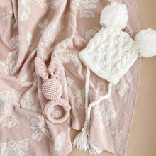 Load image into Gallery viewer, Teether Bunny Pink Crochet Rattle Spring Summer Baby Gift