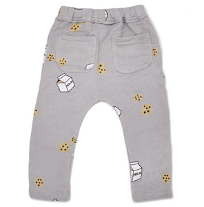 oh baby! Brooklyn Jogger with Milk & Cookies Print - Pale Gray