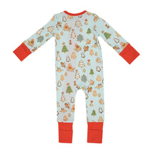 Load image into Gallery viewer, Gingerbread Sleigh Ride 2 Way Zipper  Romper Blue Multi