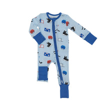 Load image into Gallery viewer, Hockey 2 Way Zipper  Romper Blue