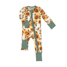 Load image into Gallery viewer, Fall Sunflower Ruffle Zipper Romper  Yellow