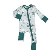 Load image into Gallery viewer, Winter Fun Skiing 2 Way Zipper  Romper Blue