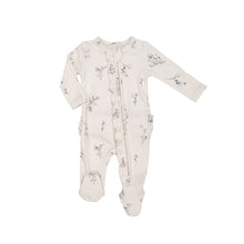 Load image into Gallery viewer, Wispy Floral 2 Way Ruffle Zipper Footie  Ivory