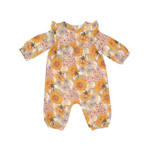 Load image into Gallery viewer, Sunflower Child Ruffle Sleever Romper Pink Multi Yellow