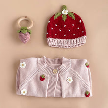 Load image into Gallery viewer, Cotton Strawberry Flower Cardigan, Blush | Baby Sweater