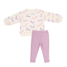 Load image into Gallery viewer, Dreamy Unicorns Puffy Oversized Sweatershirt And Rib Legging Lavendar Multi