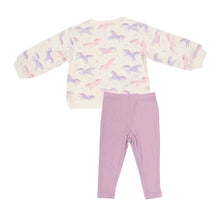 Load image into Gallery viewer, Dreamy Unicorns Puffy Oversized Sweatershirt And Rib Legging Lavendar Multi