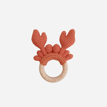 Load image into Gallery viewer, Teether Crab Cotton Crochet Summer Nautical Ocean