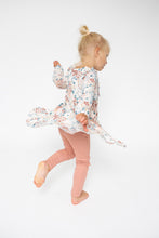 Load image into Gallery viewer, Painted Fall Floral Ruffle Tiered Dress  And Legging Multi Pink
