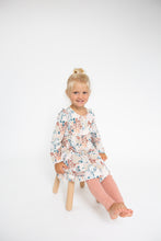 Load image into Gallery viewer, Painted Fall Floral Ruffle Tiered Dress  And Legging Multi Pink