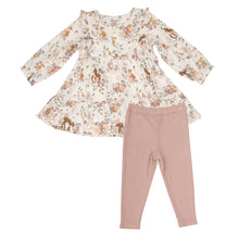 Load image into Gallery viewer, Pretty Woodland Ruffle Tiered Dress  And Legging Pink
