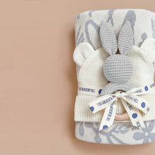 Load image into Gallery viewer, Teether Bunny Grey Cotton Rattle Baby Gift Crochet Spring