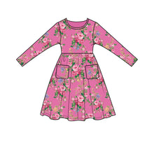 Load image into Gallery viewer, Dream Cottage Floral Twirly L/S Dress  Pink