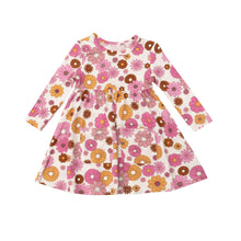 Load image into Gallery viewer, Retro Floral Twirly L/S Dress  Pink