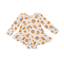 Load image into Gallery viewer, Pumpkin Spice Latte Twirly Bodysuit Dress Orange Mulit
