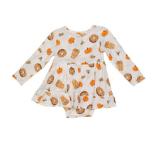Load image into Gallery viewer, Pumpkin Spice Latte Twirly Bodysuit Dress Orange Mulit