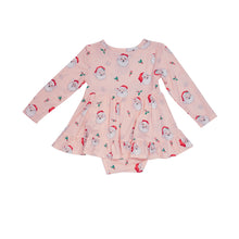 Load image into Gallery viewer, Vintage Santa Pink Twirly Bodysuit  Dress Pink Multi