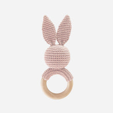 Load image into Gallery viewer, Teether Bunny Pink Crochet Rattle Spring Summer Baby Gift