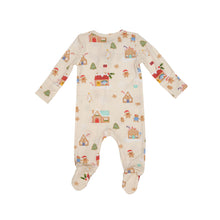 Load image into Gallery viewer, Gingerbread Village 2 Way Zipper  Footie Ivory Multi