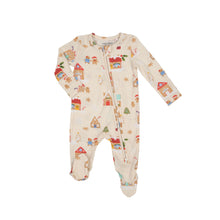 Load image into Gallery viewer, Gingerbread Village 2 Way Zipper  Footie Ivory Multi