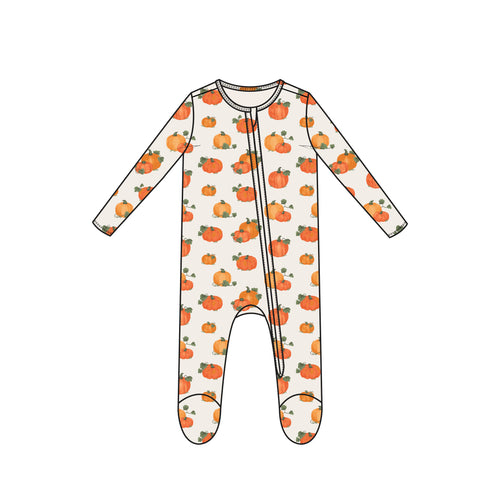 Pumpkin Patch 2 Way Zipper Footie  Orange