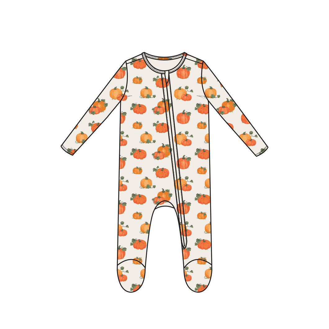 Pumpkin Patch 2 Way Zipper Footie  Orange