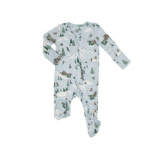 Load image into Gallery viewer, Winter Fun Skiing 2 Way Zipper Footie  Blue