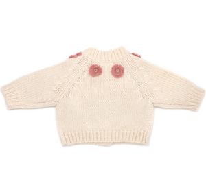 oh baby! Scandi Flower Knit Cardigan - Heather Cream