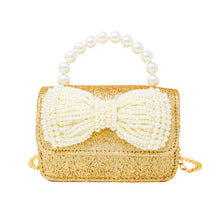 Load image into Gallery viewer, Glitter Pearl Handle Bow Handbag