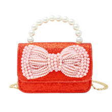 Load image into Gallery viewer, Glitter Pearl Handle Bow Handbag