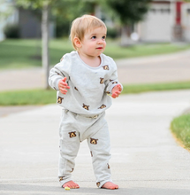 Load image into Gallery viewer, oh baby! Brooklyn Jogger with Brown Bear Faces Print - Oatmeal Heather
