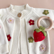 Load image into Gallery viewer, Teether Strawberry Red Cotton Crochet Rattle Baby Toy