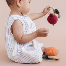 Load image into Gallery viewer, Teether Orange Cotton Rattle Fruit Baby Clementine Pumpkin