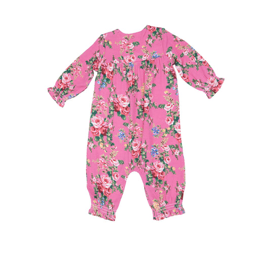 Dream Cottage Floral Smocked  Romper Pink
