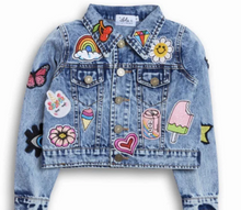 Load image into Gallery viewer, All About The Patch Crop Denim Jacket