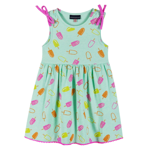 Blue Ice Cream Dress with Shoulder Detail