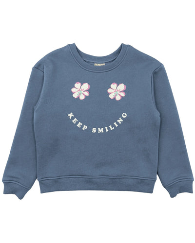 Smile Oversized Sweatshirt - Dusty Blue