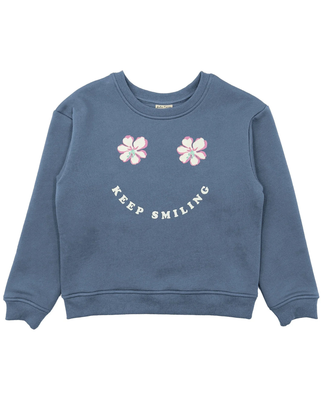 Smile Oversized Sweatshirt - Dusty Blue