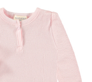 Garment Dyed Eco-Thermal Henley Tee and Legging Sets - Light Pink