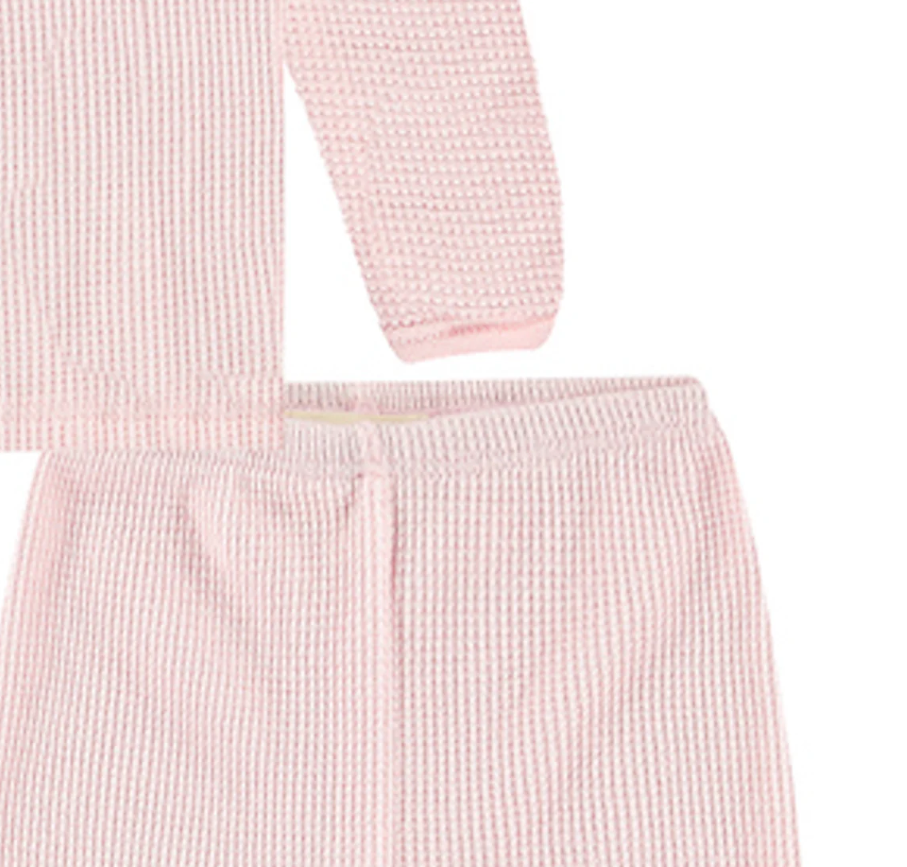 Garment Dyed Eco-Thermal Henley Tee and Legging Sets - Light Pink