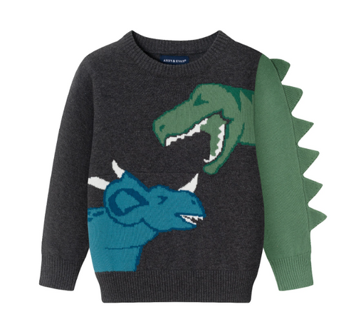 Grey Dino Character Sweater