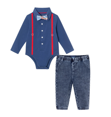 Navy Denim Shirtzie & Pant Set