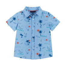 Load image into Gallery viewer, Ss Buttondown - Lt Blue Palms