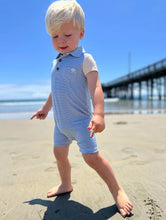 Load image into Gallery viewer, Saltash Blue/White Micro Stripe Polo Romper