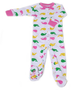 Organic Cotton Pink Whales Footie PJ