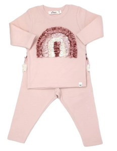 oh baby! Velvet Rainbow L/S 2pc Set- Pale Pink