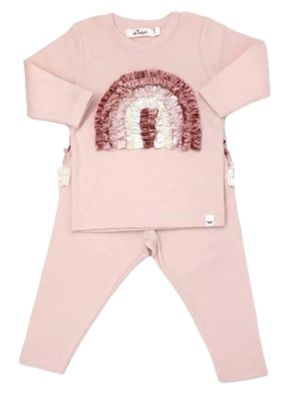 oh baby! Velvet Rainbow L/S 2pc Set- Pale Pink