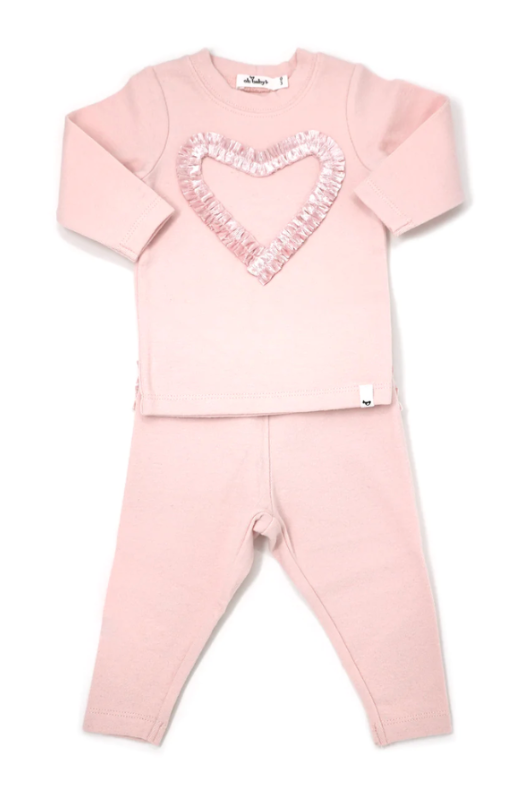 oh baby! Multi Heart all Pink L/S 2pc Set- Pale Pink